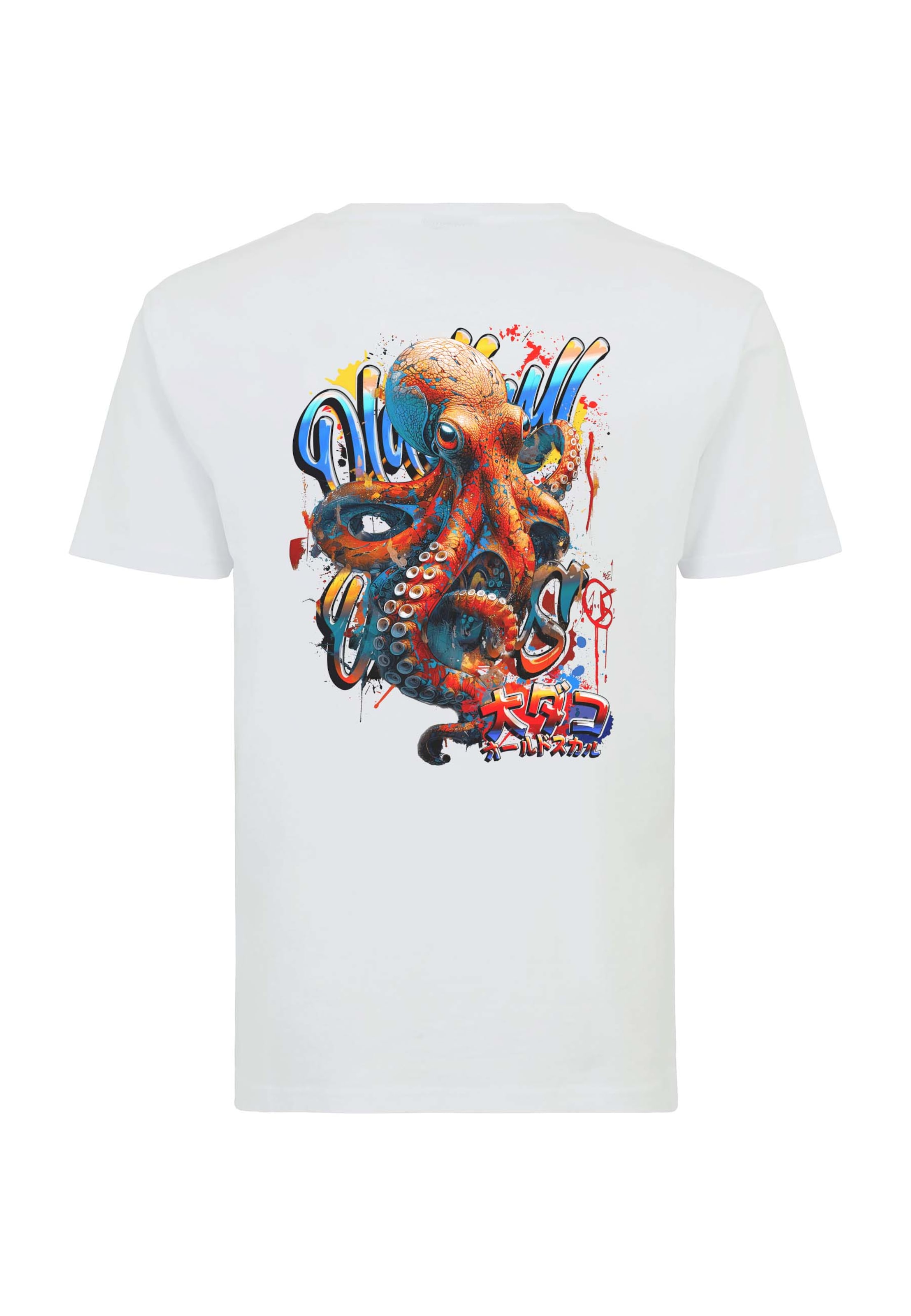 Oldskull T-Shirt 'Worldvibe Tentacle Spectacle' in Weiß: Vorderseite