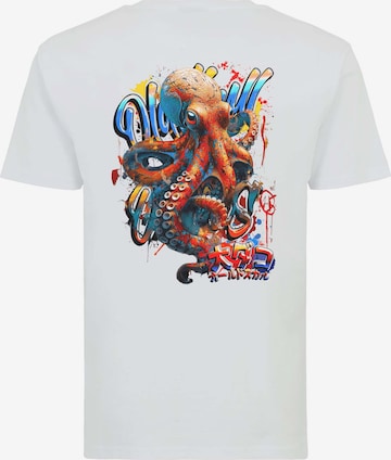 Oldskull T-Shirt 'Worldvibe Tentacle Spectacle' in Weiß: Vorderseite