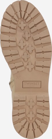 Twinset Lace-Up Ankle Boots in Beige