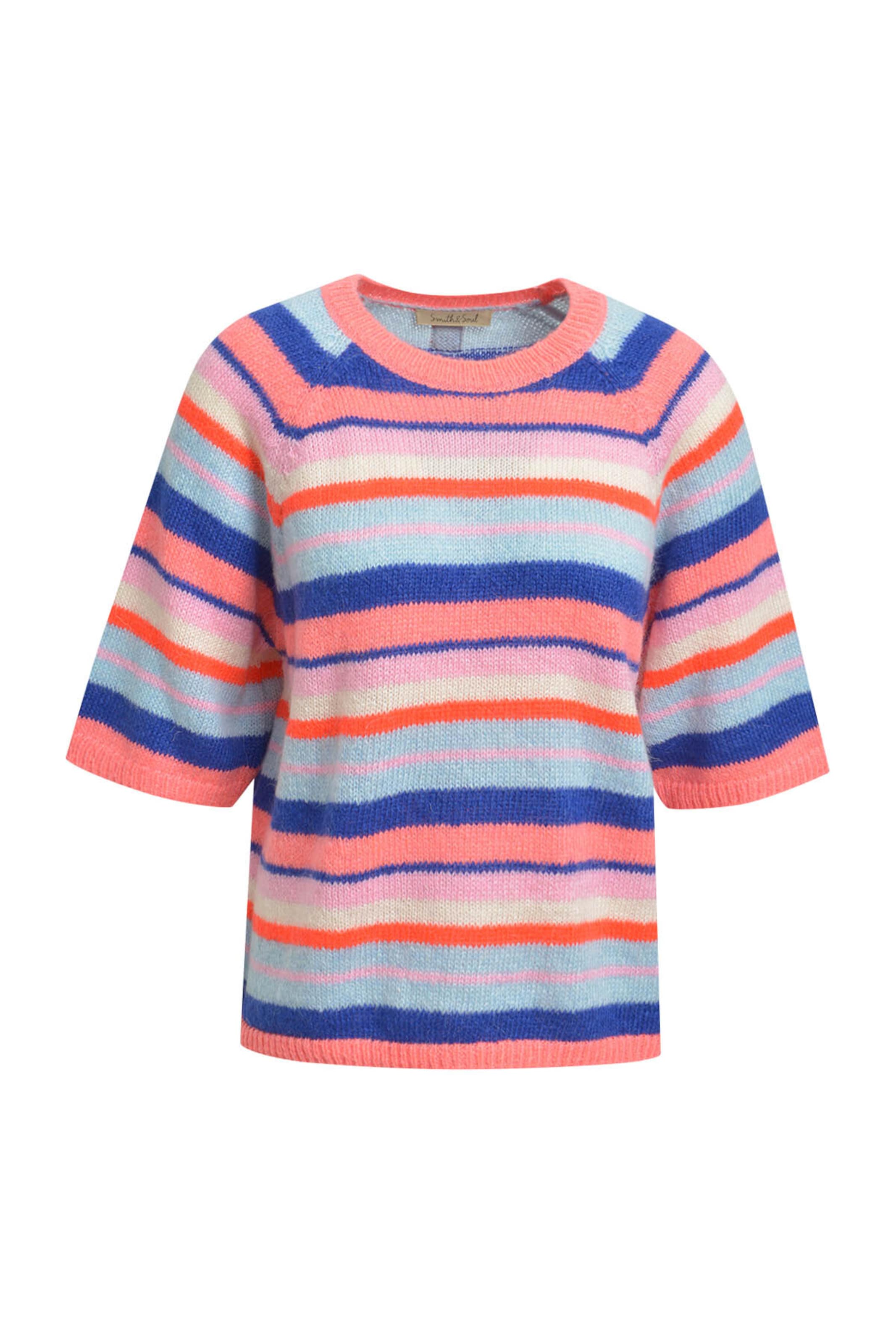Smith&Soul Pullover Kurzarm mit bunten Streifen in Orange: Vorderseite