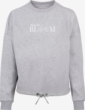 Merchcode Sweatshirt 'Time To Bloom' in Grey: front