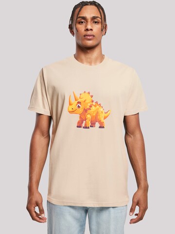 F4NT4STIC T-Shirt 'Süßer Triceratops Dinosaurier' in Beige: Vorderseite