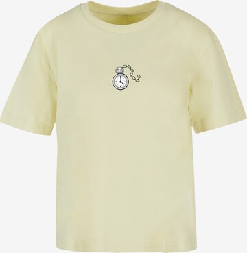 F4NT4STIC Shirt 'Alice im Wunderland Uhr Hase Heroes of Childhood' in Yellow: front