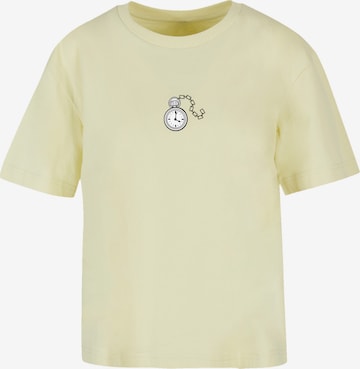 F4NT4STIC Shirt 'Alice im Wunderland Uhr Hase Heroes of Childhood' in Gelb: predná strana