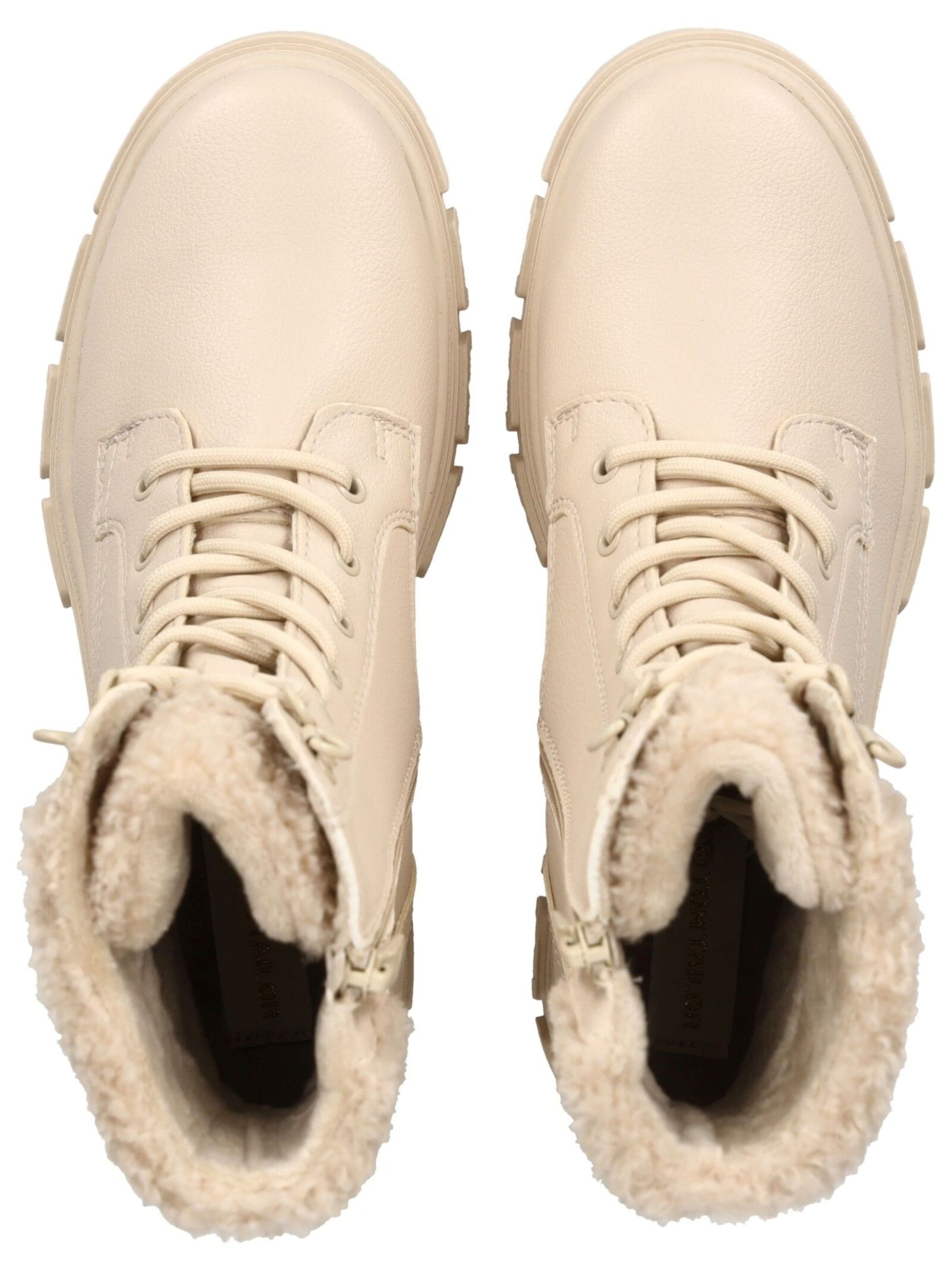 TOM TAILOR Schnürstiefelette in Beige