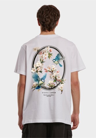 Maglietta 'Kyoto Japan Birds And Flowers' di Mister Tee in bianco: frontale