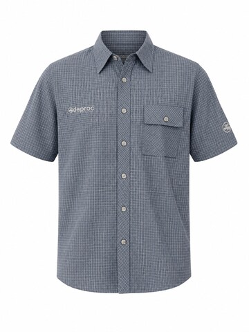 Coupe regular Chemise 'Outdoorhemd Copper Herren Kurzarmhemd kariert große Größen' deproc en gris