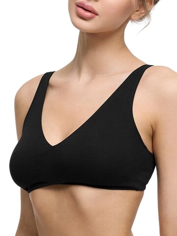 cfab by creamy fabrics Bralette Bra 'Cotton Bügelloser BH' in Black: front