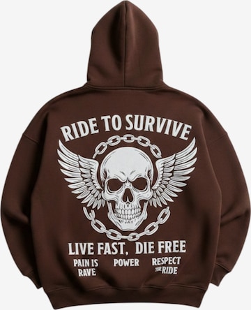 Kleidermafia Collegepaita 'Ride to Survive' värissä ruskea: etupuoli