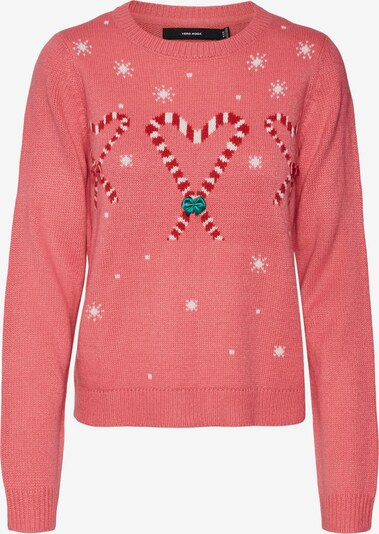 VERO MODA Sweater 'Candy Heart' in Dark green / Light pink / Red / White, Item view