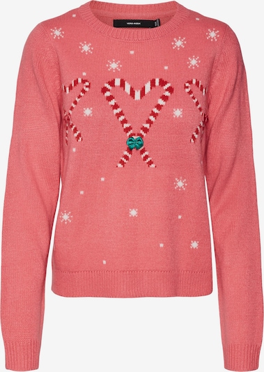 VERO MODA Sweater 'Candy Heart' in Dark green / Light pink / Red / White, Item view