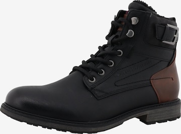 TOM TAILOR Šněrovací boty – černá: přední strana