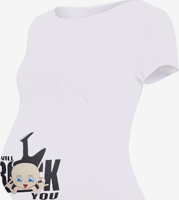 M.M.C. Shirt 'I Will Rock You Umstandsshirt' in White: front