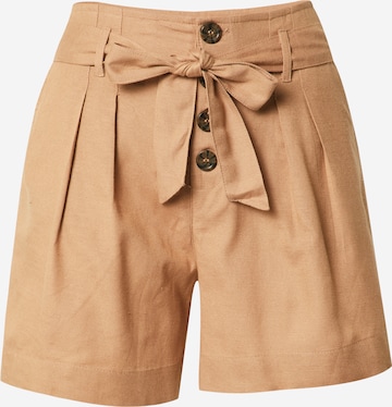 ONLY Pleat-Front Pants 'Viva' in Brown: front