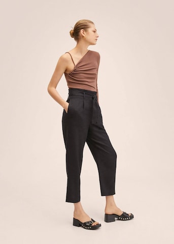 MANGO Regular Pleat-Front Pants 'Ampabelt' in Black