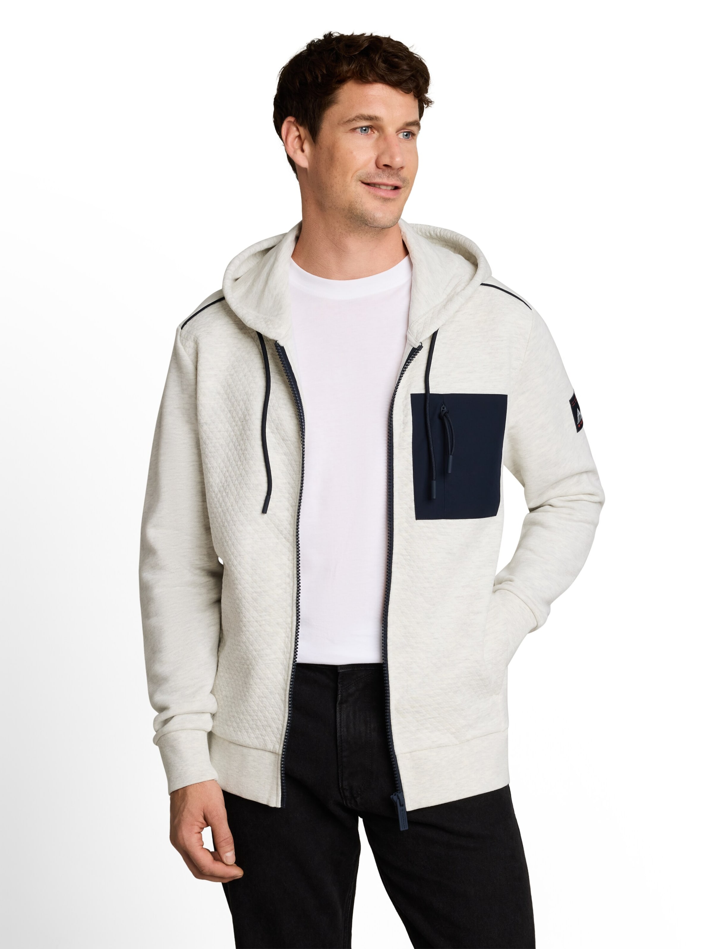 TOM TAILOR - Sudadera con cremallera en beige: frente