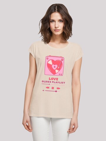 F4NT4STIC Shirt 'Love Oldies Playlist  Valentinstag' in Beige: front