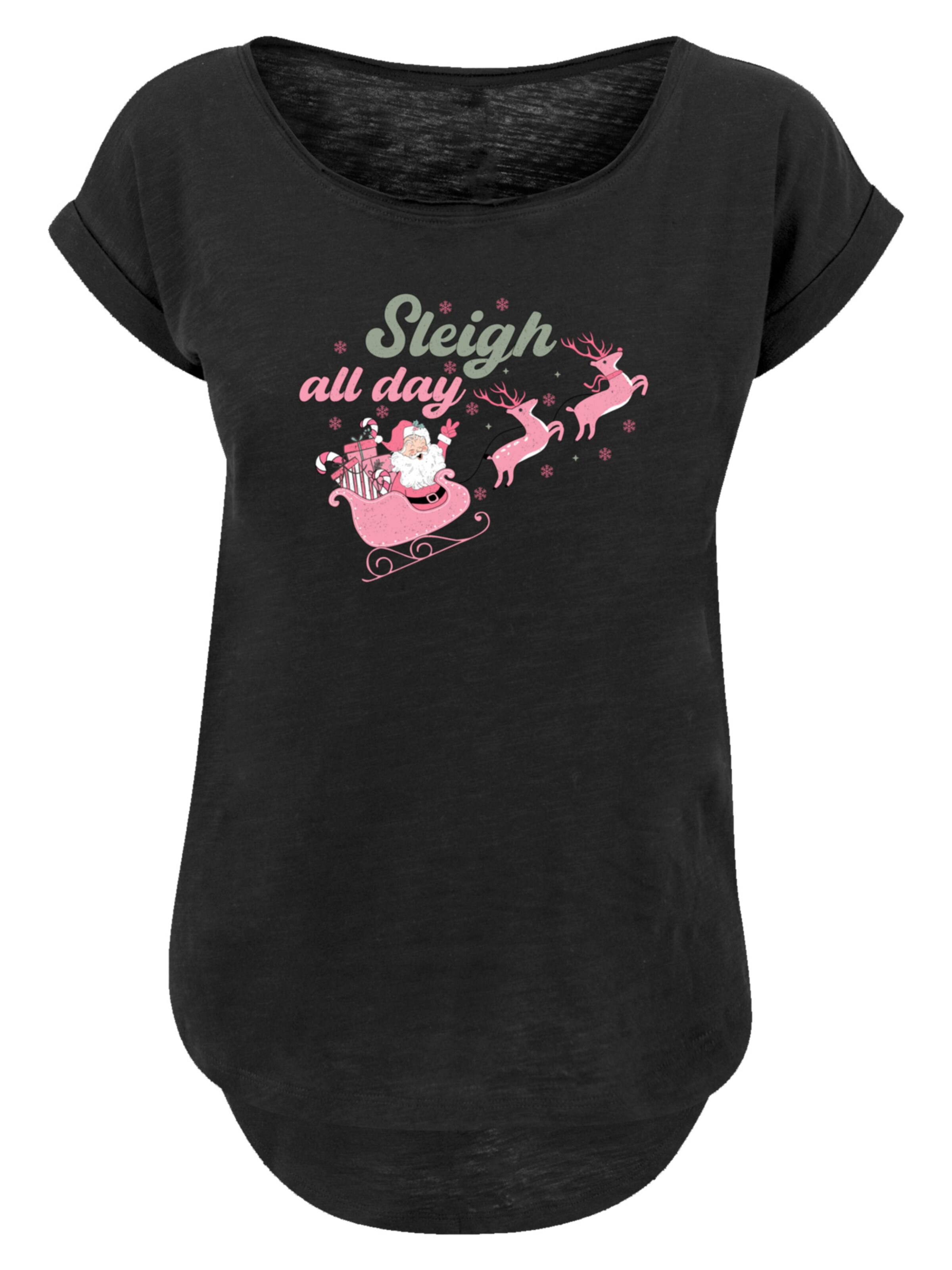 F4NT4STIC Shirt 'Christmas Sleigh all day Santas Reindeers' in mischfarben / schwarz, Produktansicht