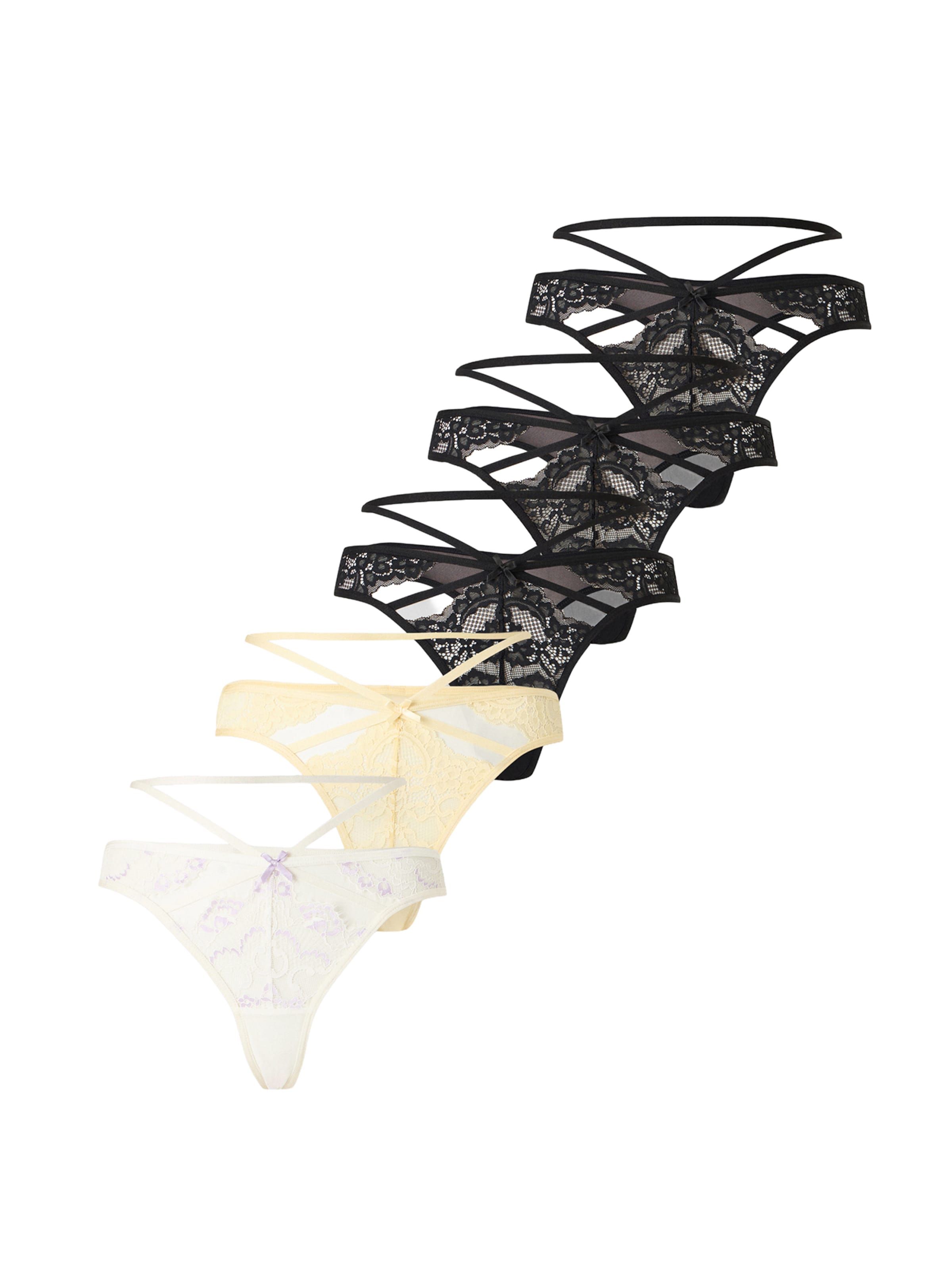 pasztellsárga / levendula / fekete / természetes fehér Hunkemöller String bugyik 'Wera' - XS, Termék nézet