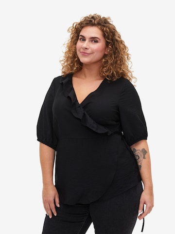 Zizzi Blouse 'XKAM' in Zwart: voorkant