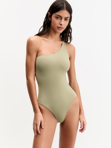 Pull&BearJednodijelni kupaći kostim - zelena boja: prednji dio