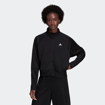 ADIDAS PERFORMANCE Athletic Cardigan in Black: front