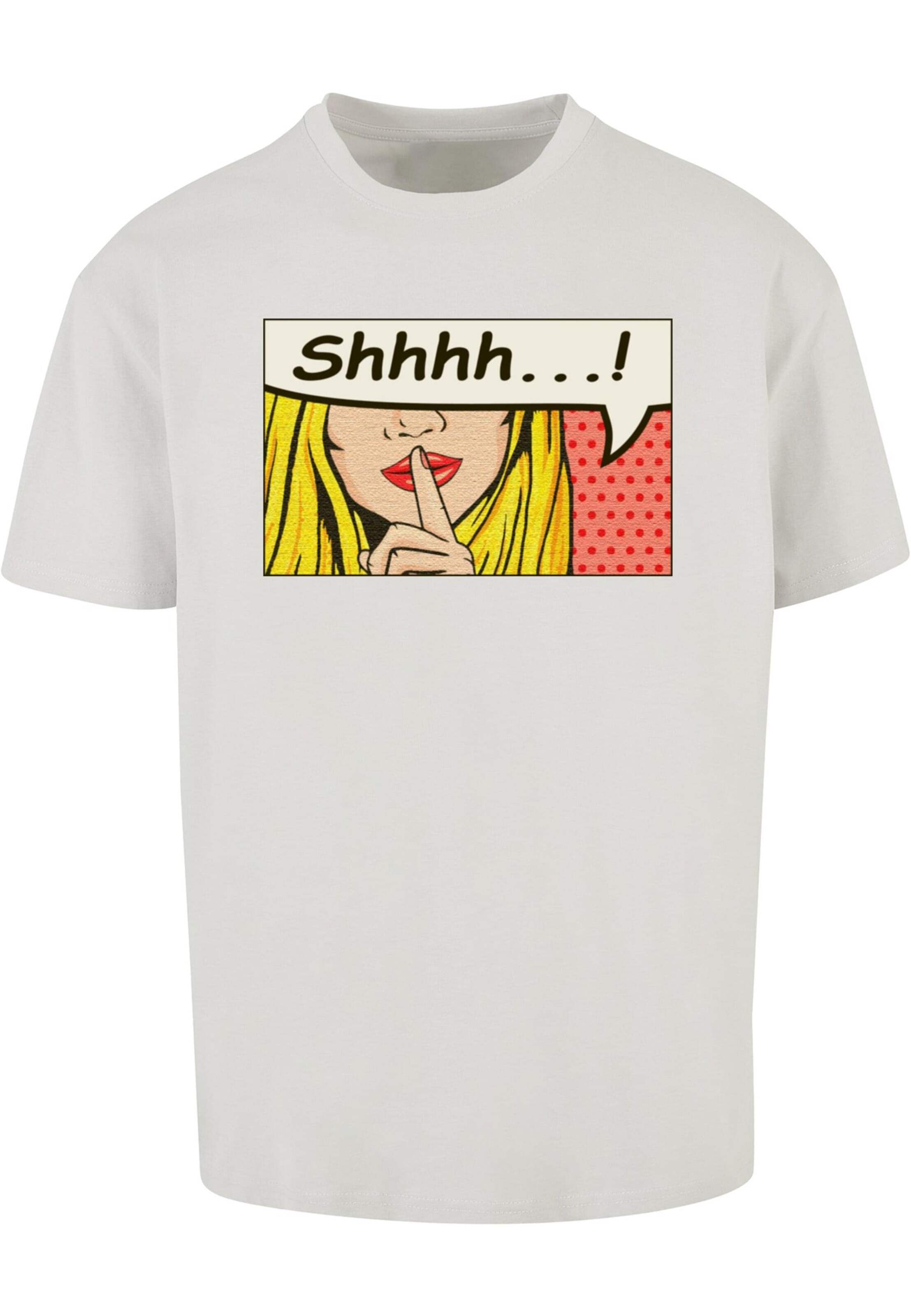 Merchcode T-Shirt 'Silent Sign Comic' in Grau: Vorderseite