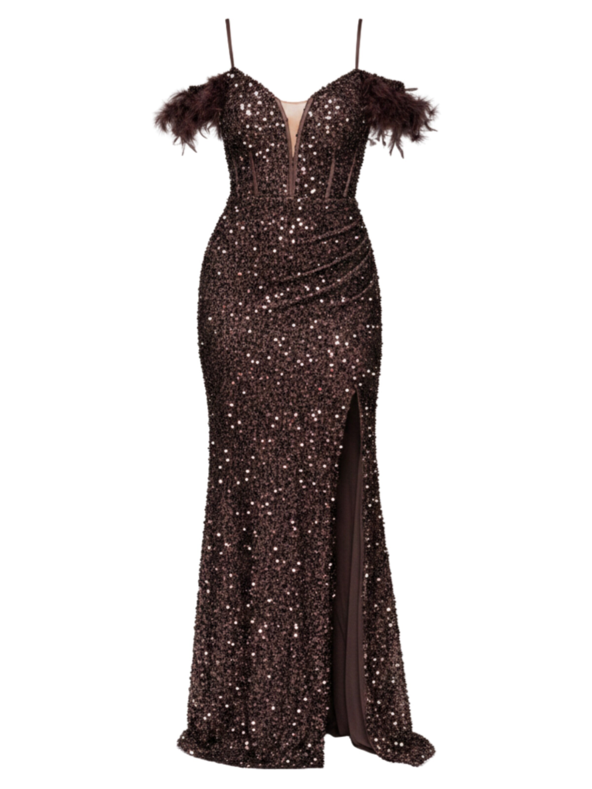 Robe de soirée Ombre en marron : devant