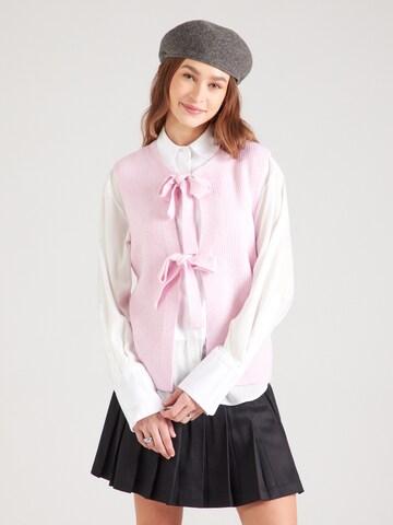 Gilet in maglia di PIECES in rosa: frontale