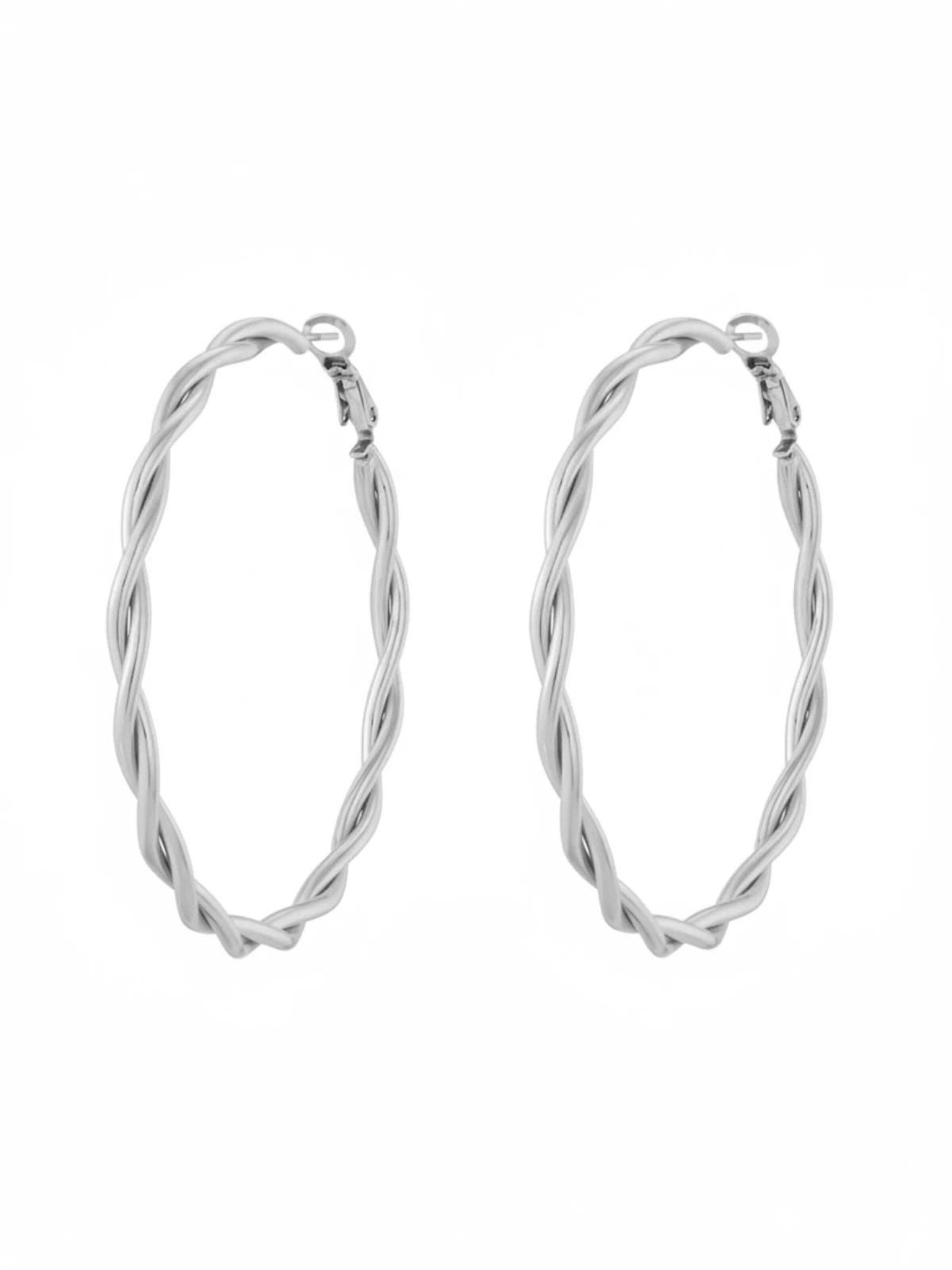 Cala Rose Oorbellen 'TWIST HALO' in Zilver: voorkant