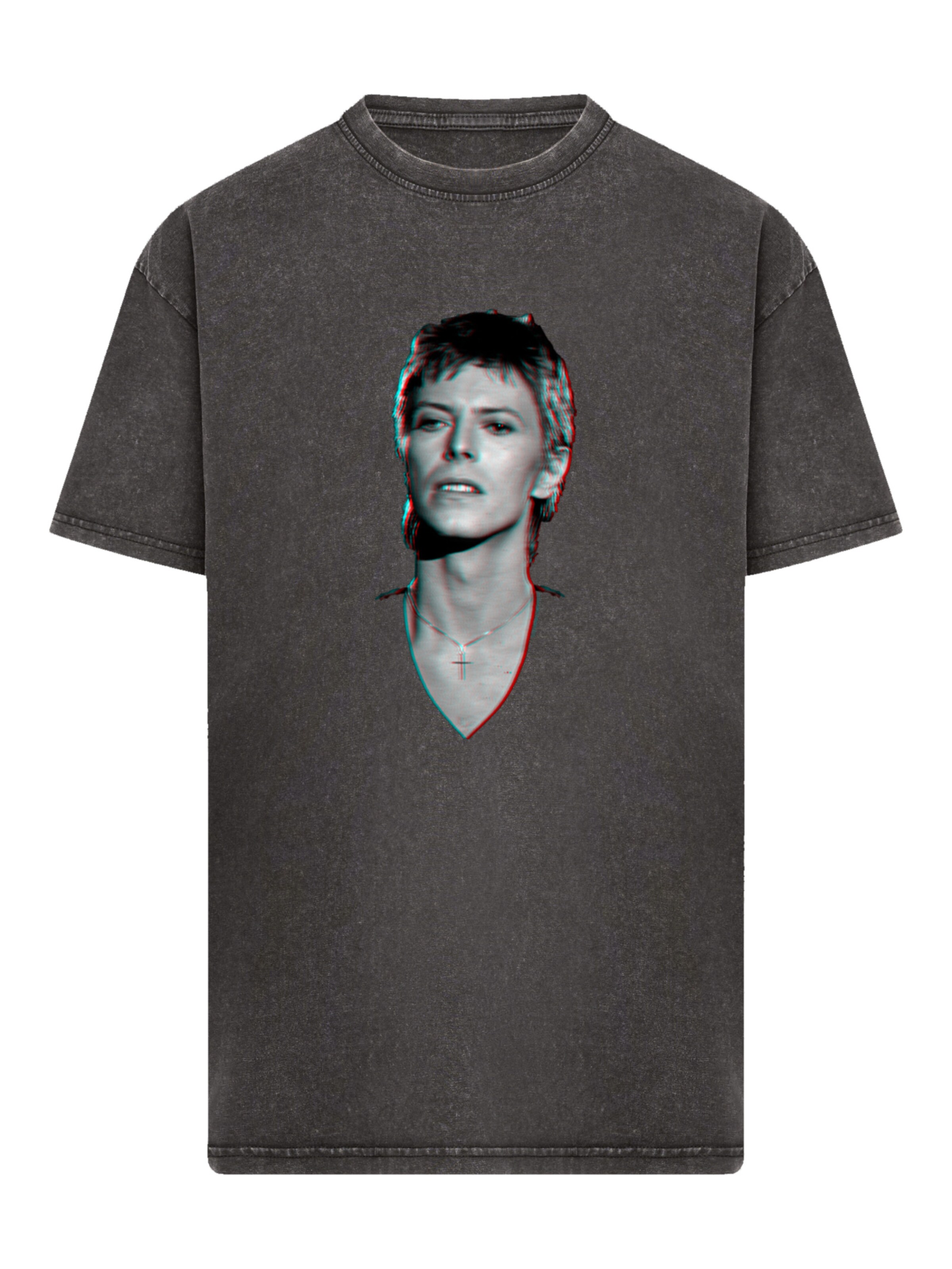 T-Shirt 'TV Times Pop Star David Bowie Portrait 1977' F4NT4STIC en noir : devant