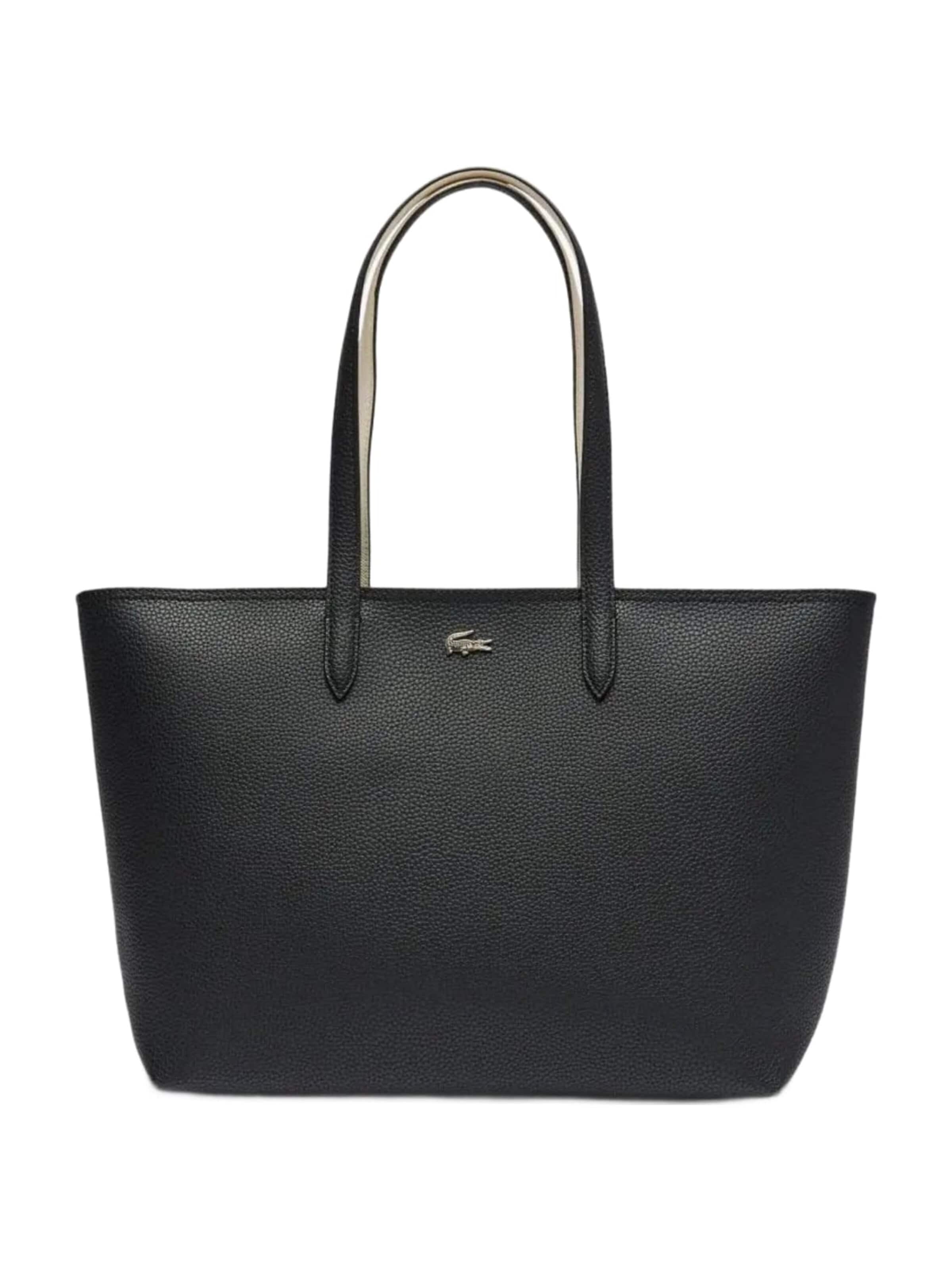 LACOSTE Nákupní taška 'Lacoste Sac Cabas Anna zippé Noir Farine' – černá: přední strana