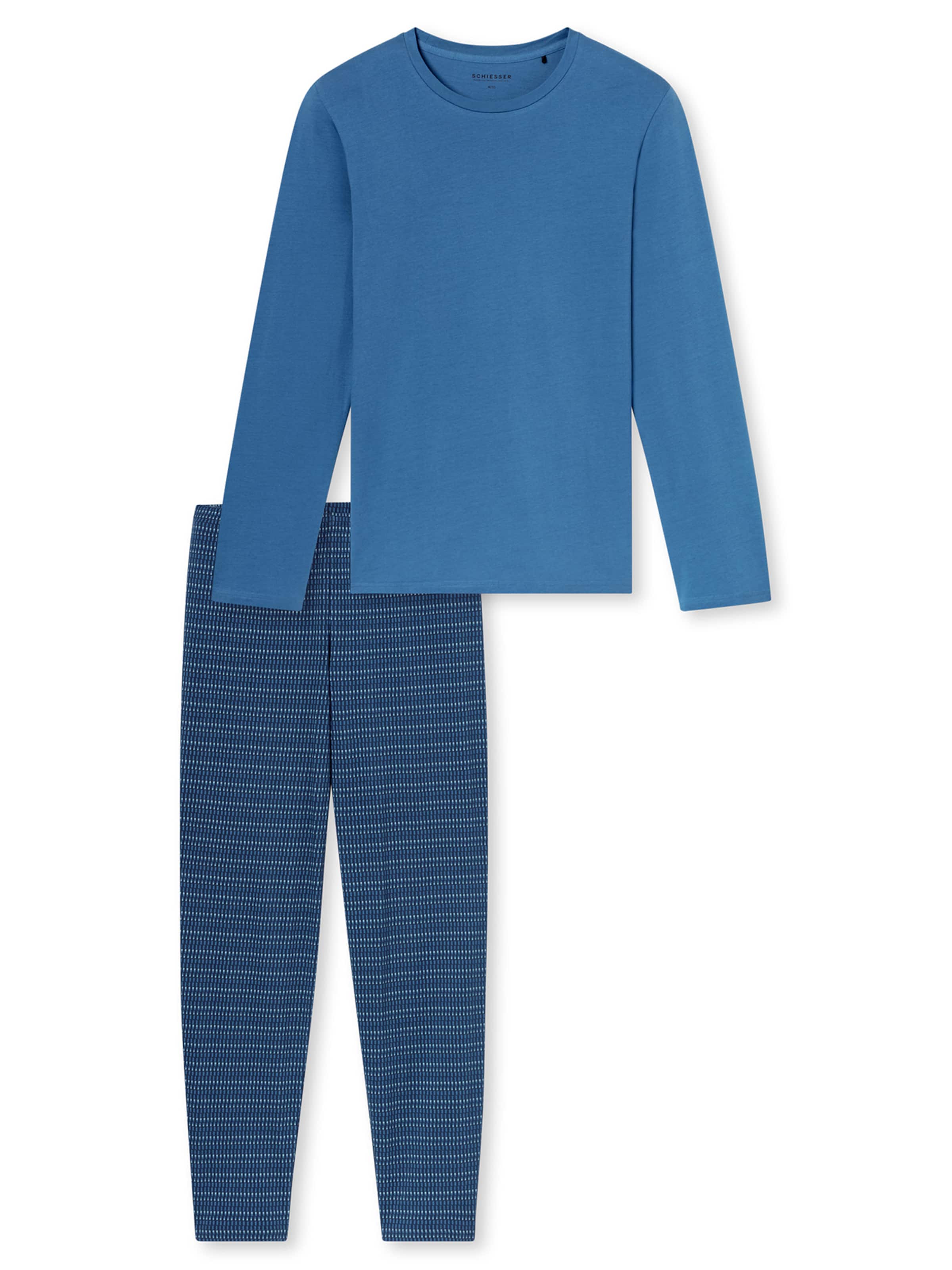SCHIESSER Schlafanzug ' Casual Essentials ' in Blau: Vorderseite