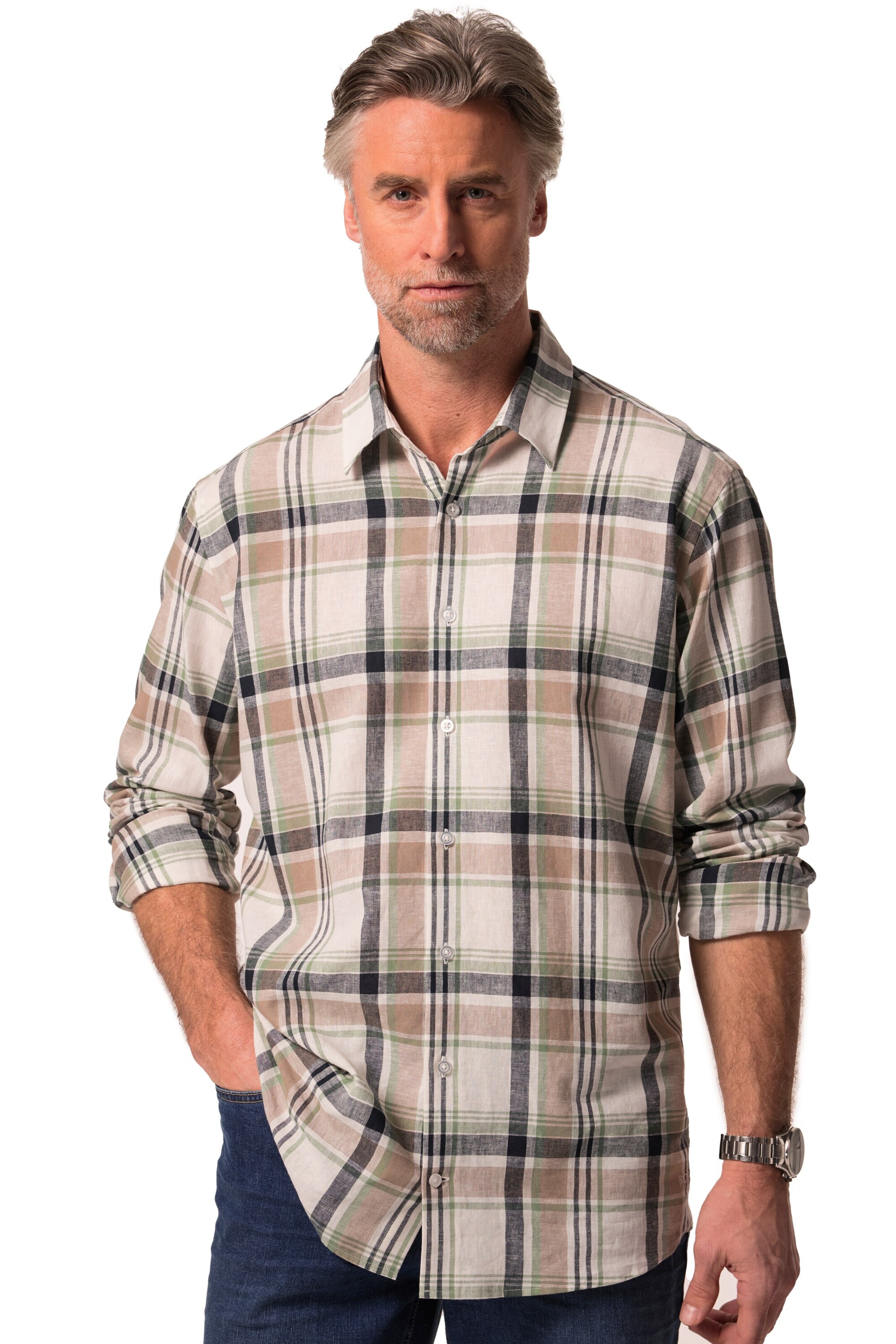 Fit confort Chemise Boston Park en beige : devant