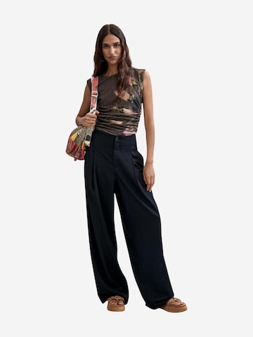 Desigual - Pierna ancha Pantalón en negro: frente