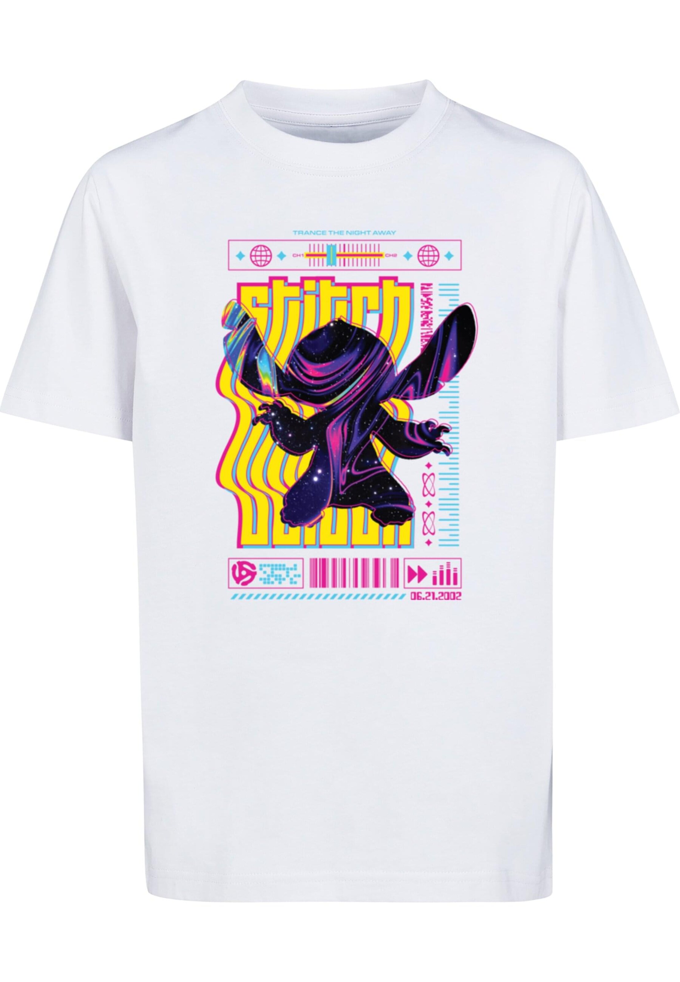 ABSOLUTE CULT Shirt 'Lilo and Stitch - Techno Stitch' in White: front