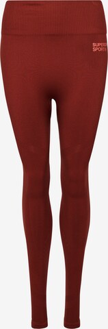 Skinny Pantalon de sport Superdry en marron : devant