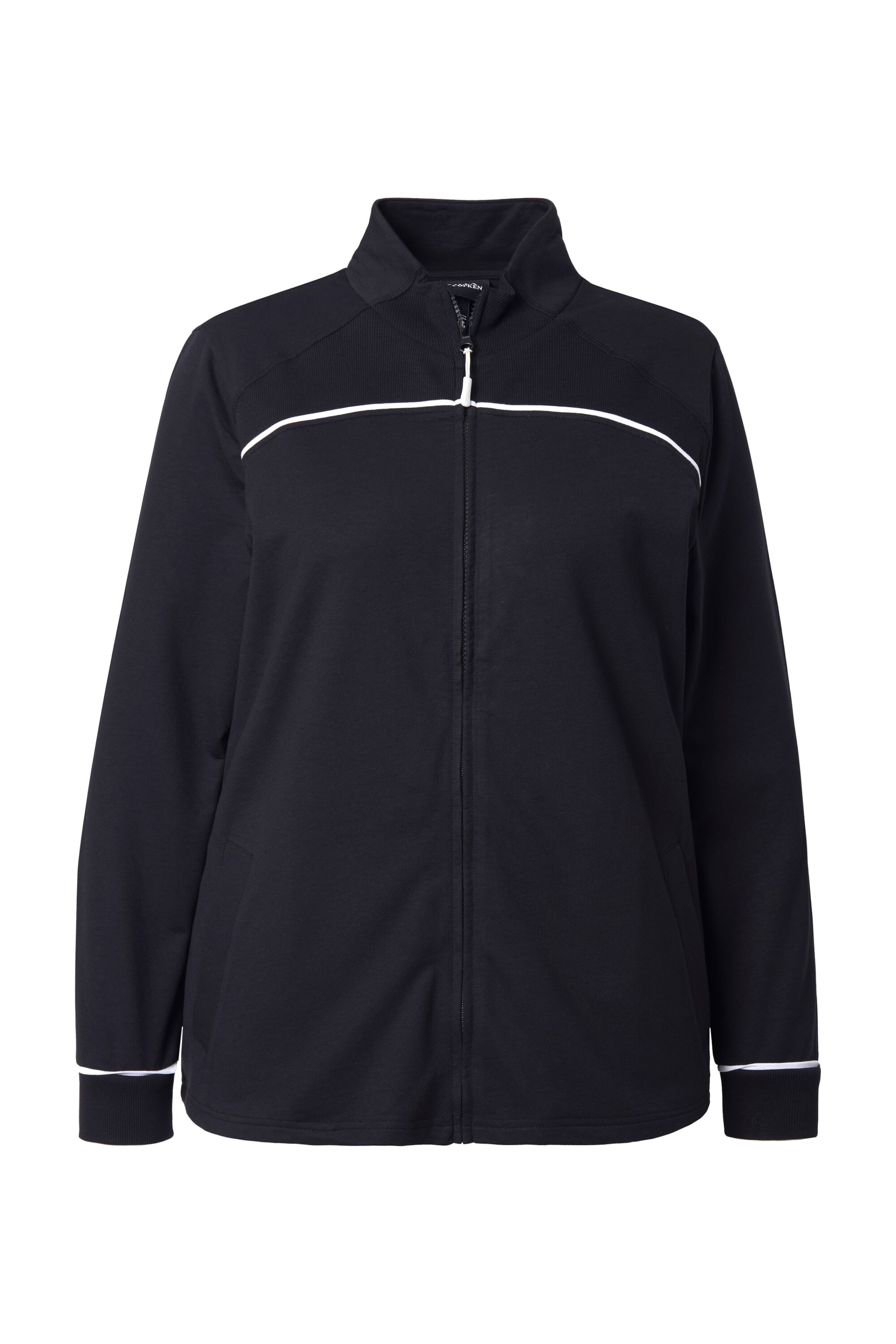 Ulla Popken Sweatjacke in Schwarz: Vorderseite