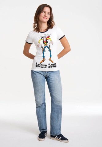 LOGOSHIRT Shirt 'Lucky Luke' in Wit