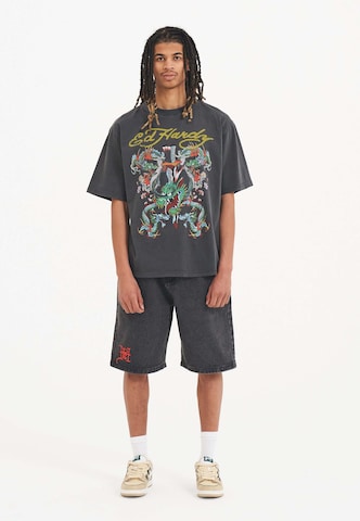 Ed Hardy Tričko 'Battle Of The Dragons' – šedá