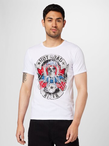 Key Largo Shirt 'HOT ROAD' in White: front