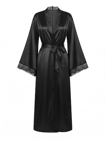 Vivi Idee Dressing Gown 'lace trim' in Black: front