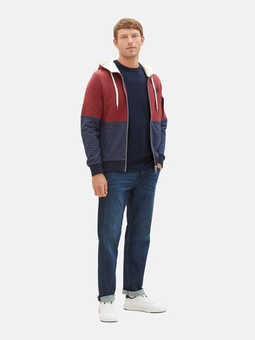 TOM TAILOR Zip-Up Hoodie in Red