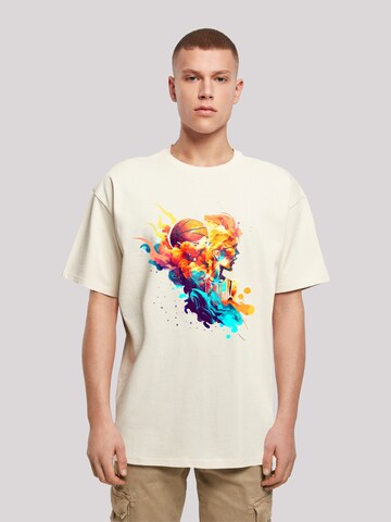 F4NT4STIC Shirt 'Basketball Sports Collection - Abstract player' in Beige: voorkant