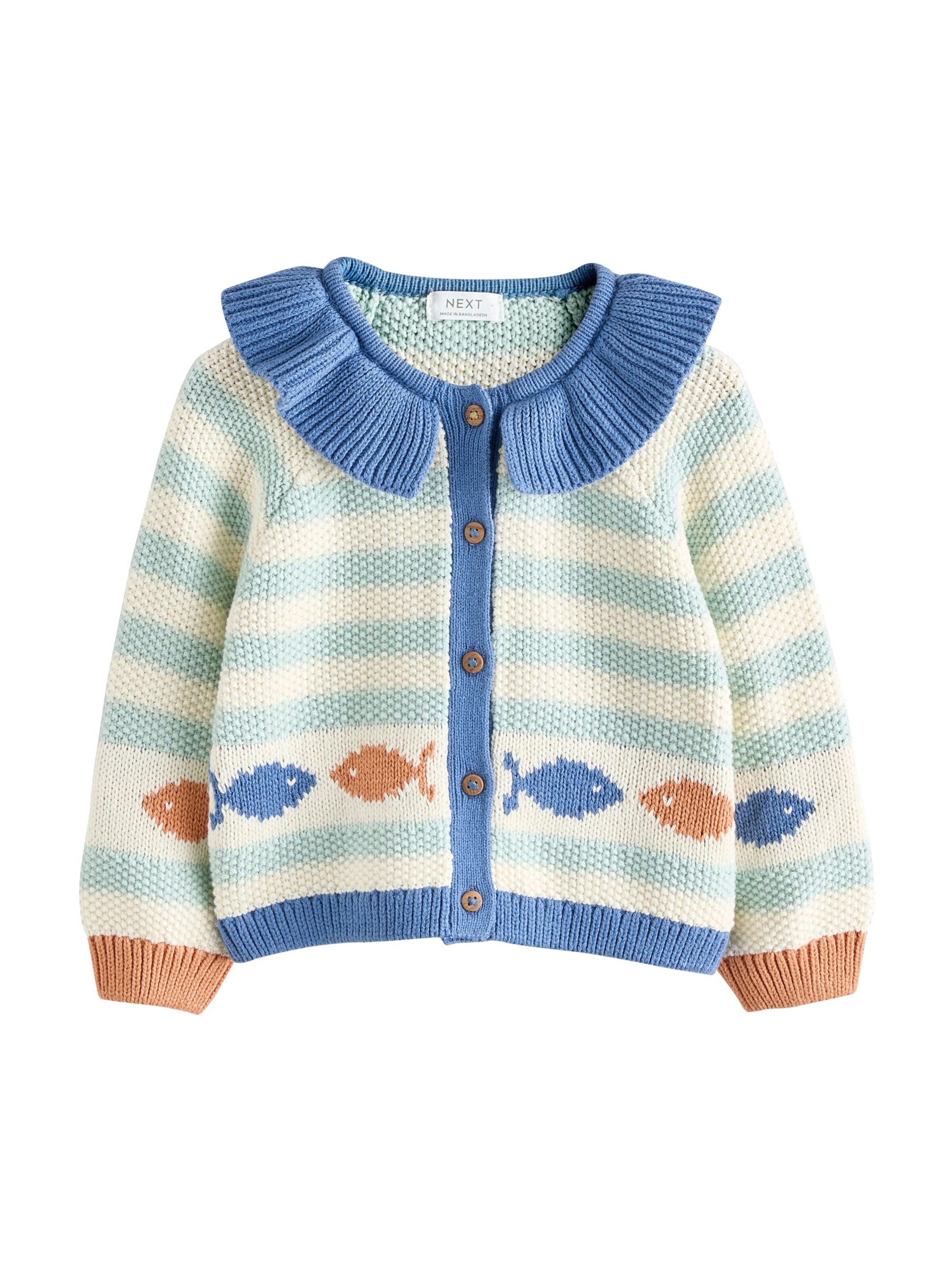 Next Strickjacke in hellbeige / saphir / braun / smaragd, Produktansicht