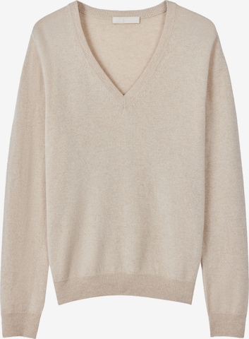 smėlio GOBI Cashmere Megztinis 'Women's Essential Cashmere V-Neck Sweater': priekis