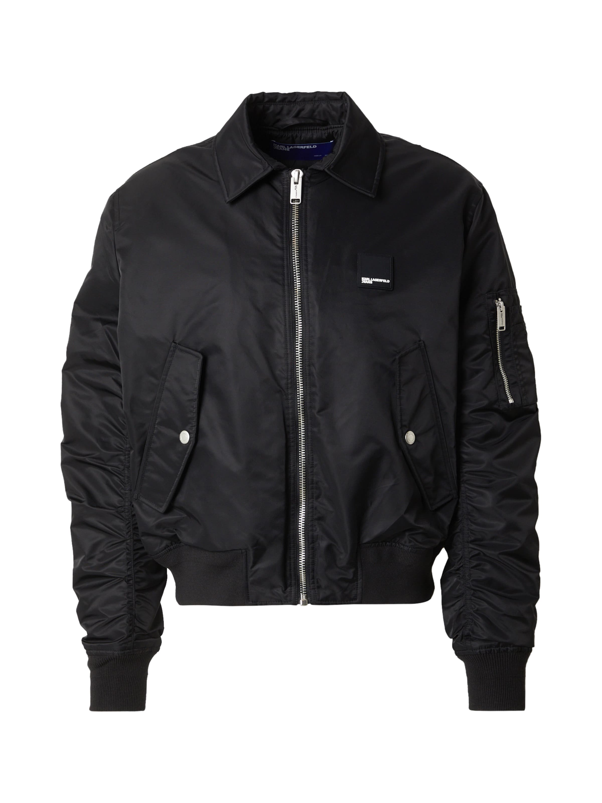 KARL LAGERFELD JEANS Přechodná bunda – černá: přední strana