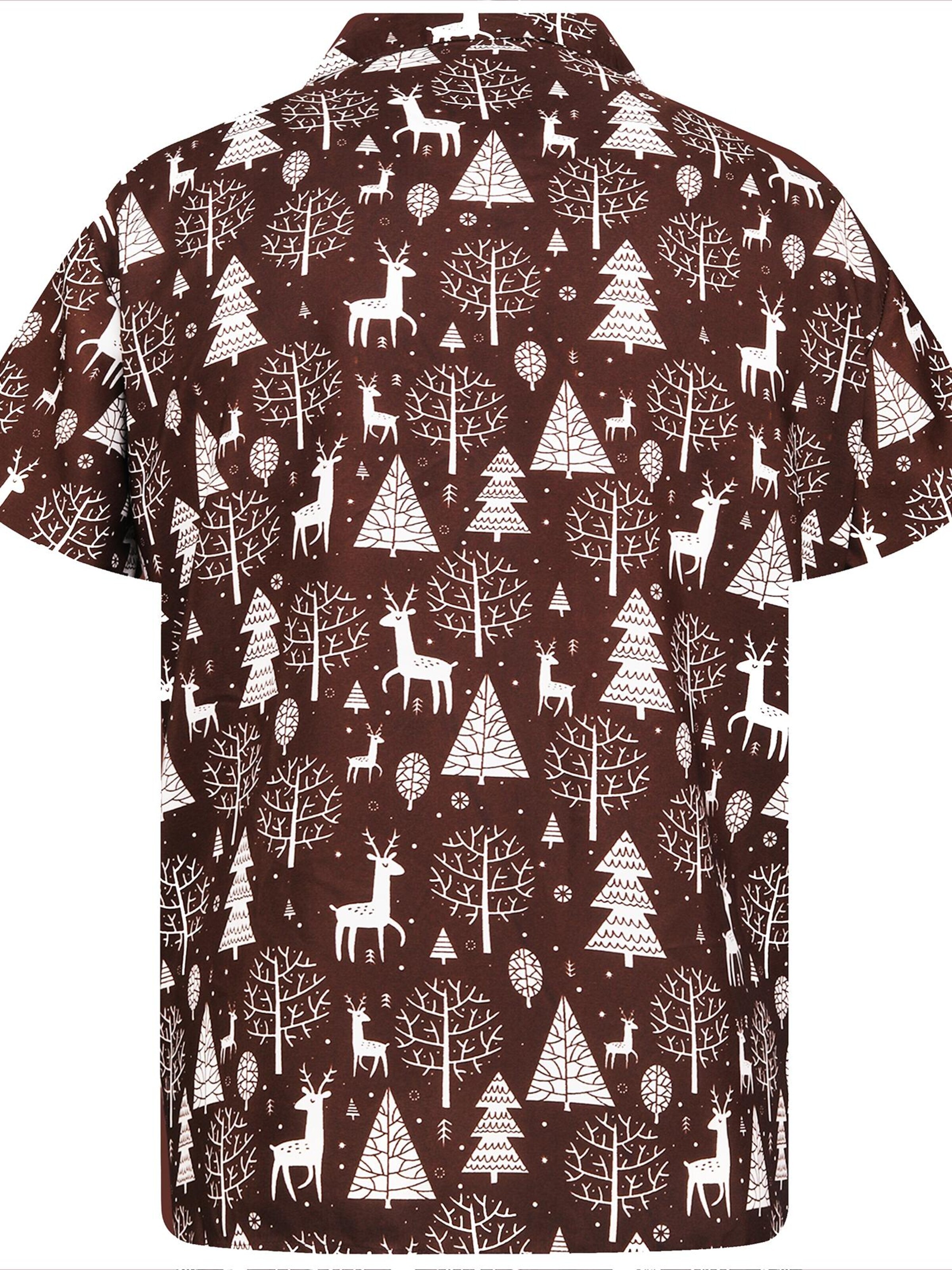 King Kameha Regular Fit Hemd 'Christmas Reindeer'‌‌ in Braun