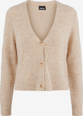 PIECES Knit Cardigan 'Ellen' in Beige: front