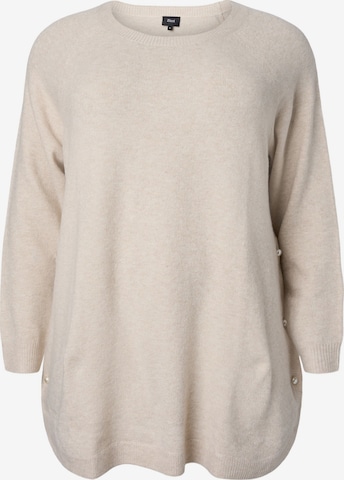 Zizzi Pullover 'CASUNNY' in Beige: predná strana